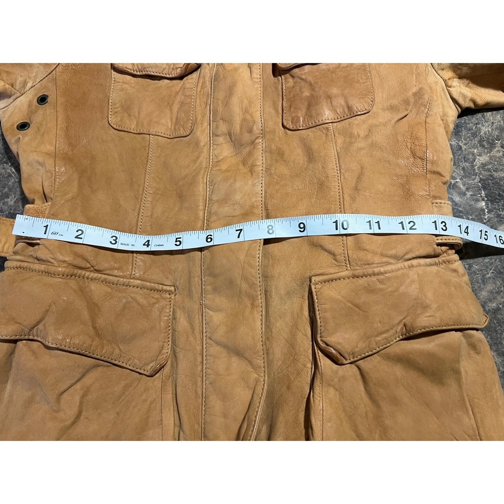 Vintage Banana Republic Genuine Leather Tan Bomber Moto Jacket 2007 Safari Camel - Picture 13 of 14